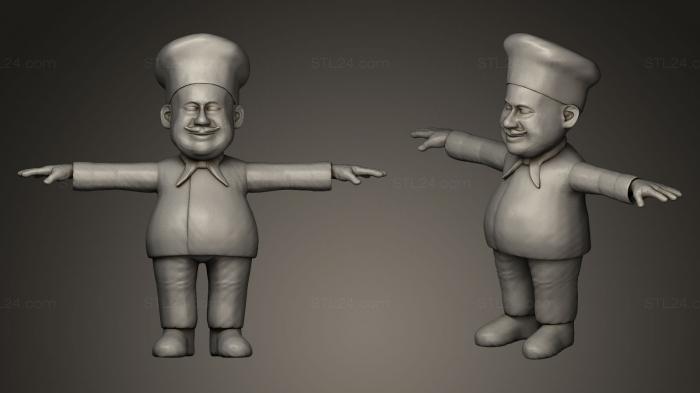 Статуэтки люди (Карикатура на шеф-повара, STKH_0011) 3D модель для ЧПУ станка